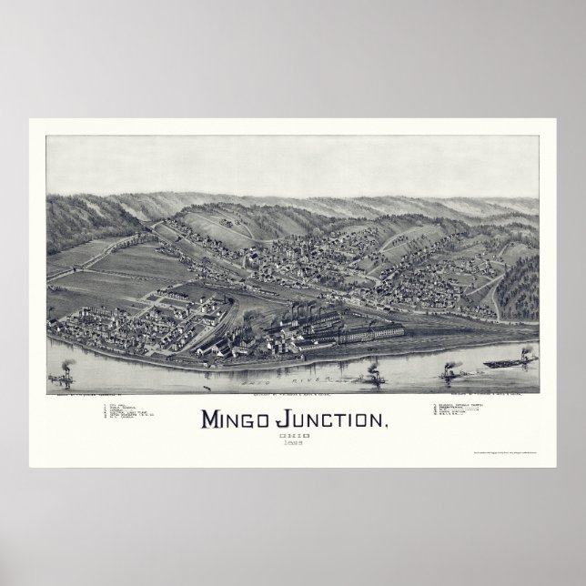 Mingo Junction, OH Panoramic Karta - 1895 Poster (Framsidan)