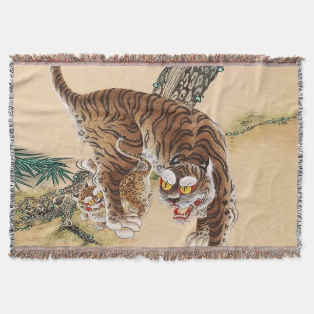 Minhwa Koreansk Fult Tiger  Filt (Framsidan)