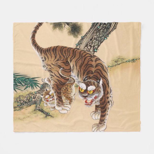 Minhwa Koreansk Fult Tiger  Fleecefilt (Framsidan (Horisontell))