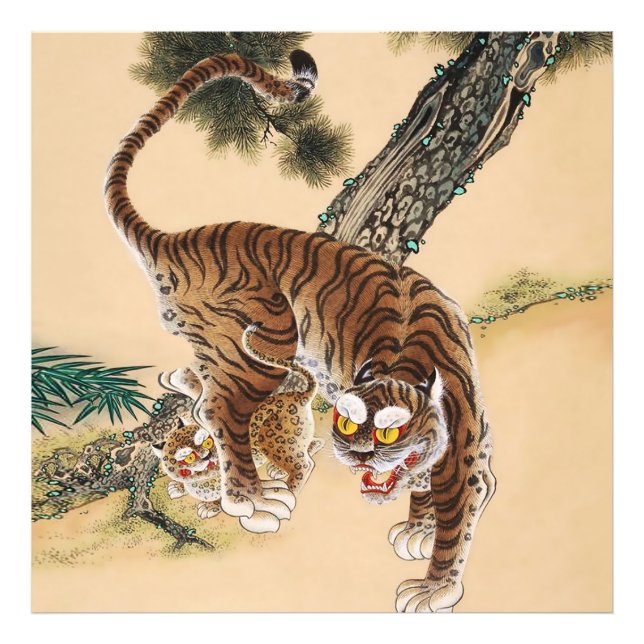 Minhwa Koreansk Fult Tiger  Fototryck (Framsidan)