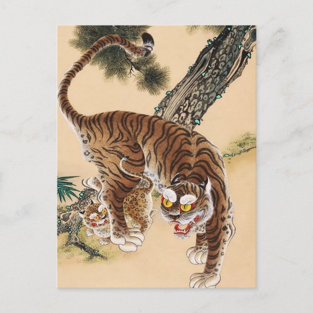 Minhwa Koreansk Fult Tiger  Vykort (Framsida)