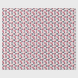 Mini Abstrakt Rutig Rosa och Grå Presentpapper