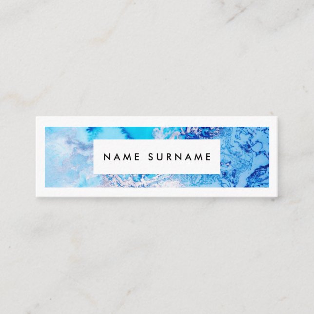 Mini-Affärskortet för konstnärer Marble Blue Water Mini Visitkort (Framsida)