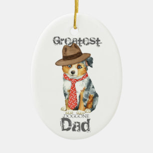 Mini American Shepherd Pappa Ceramic Ornament