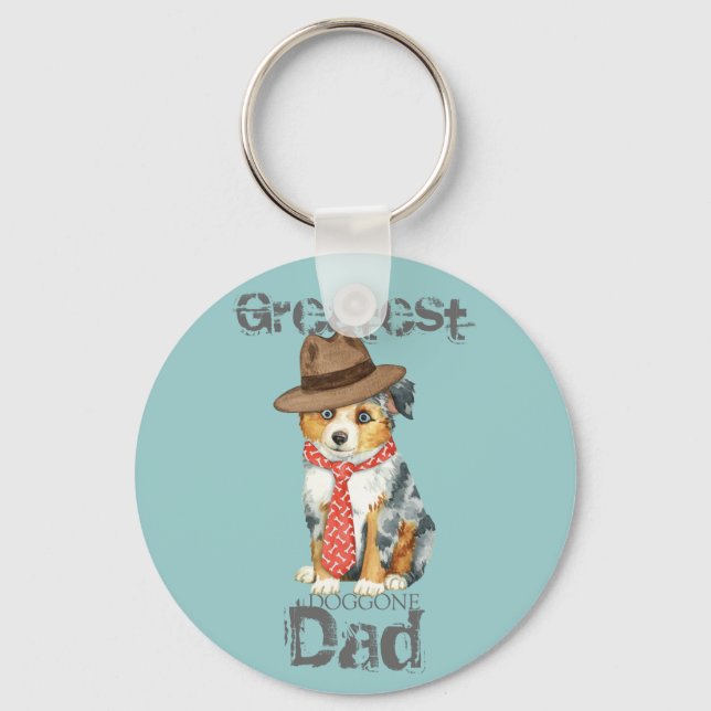 Mini American Shepherd Pappa Nyckelring (Framsida)