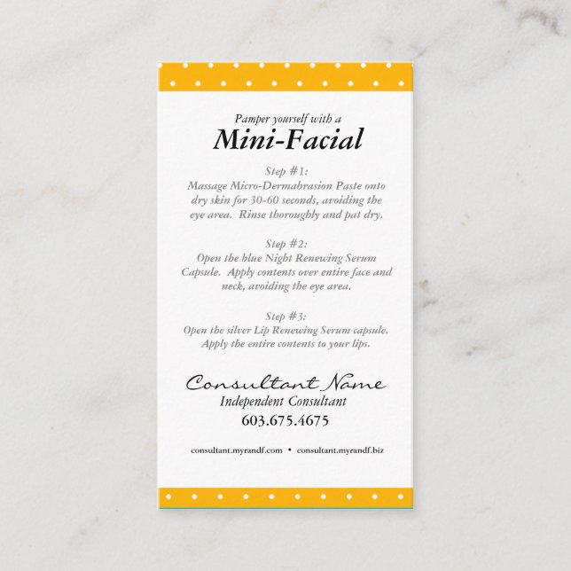 Mini- ansikts- anvisningskort visitkort (Framsida)