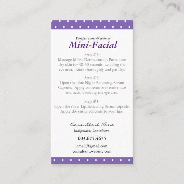 Mini- ansikts- anvisningskort visitkort (Framsida)