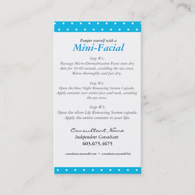 Mini- ansikts- anvisningskort visitkort (Framsida)