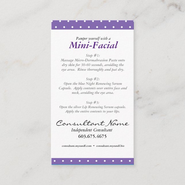 Mini- ansikts- anvisningskort visitkort (Framsida)