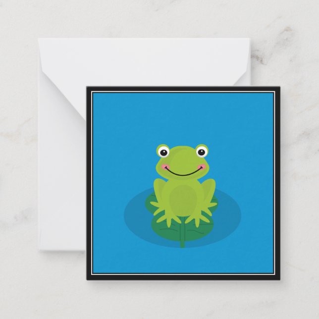 Mini-anteckningskort för Cute Frog Tack Anteckningskort (Framsida)