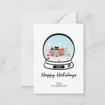 Mini-anteckningskort för Winter Snö Globe Helgdag