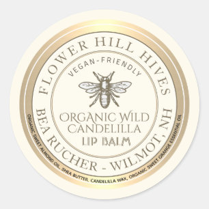 Mini Apiary Heraldic Bee Lip Balm eller Candle Lab Runt Klistermärke