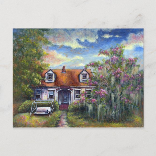 Mini Art Cat Träd Moss Swing Southern Home Kärlek Vykort (Framsida)