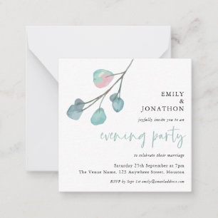 MINI Artsy Eucalyptus Bröllop Evening Party Inbjud Anteckningskort