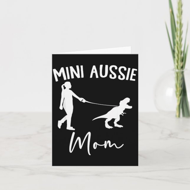 Mini Aussie Mamma Australian Shepherd Hund Dinosau Kort (Framsida)