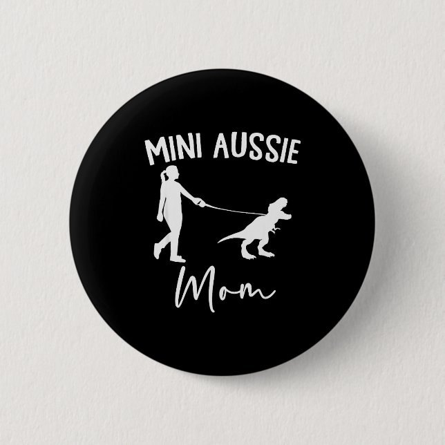 Mini Aussie Mamma Australisk Shepherd Hund Dinosau Knapp (Framsida)