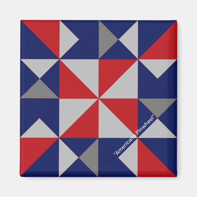 Mini Barn Quilt Americana Pinjul Magnet (Framsidan)