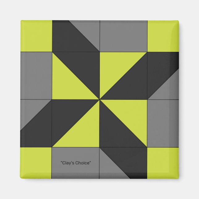 Mini Barn Quilt Block "Clay's Choice" Magnet (Framsidan)