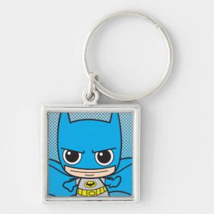 Mini Batman Running Fyrkantig Silverfärgad Nyckelring