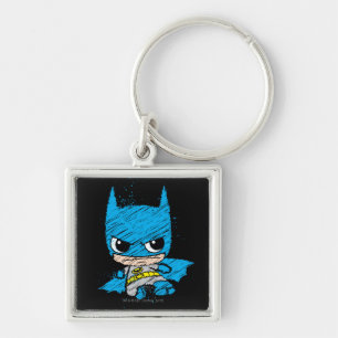 Mini Batman Sketch Fyrkantig Silverfärgad Nyckelring