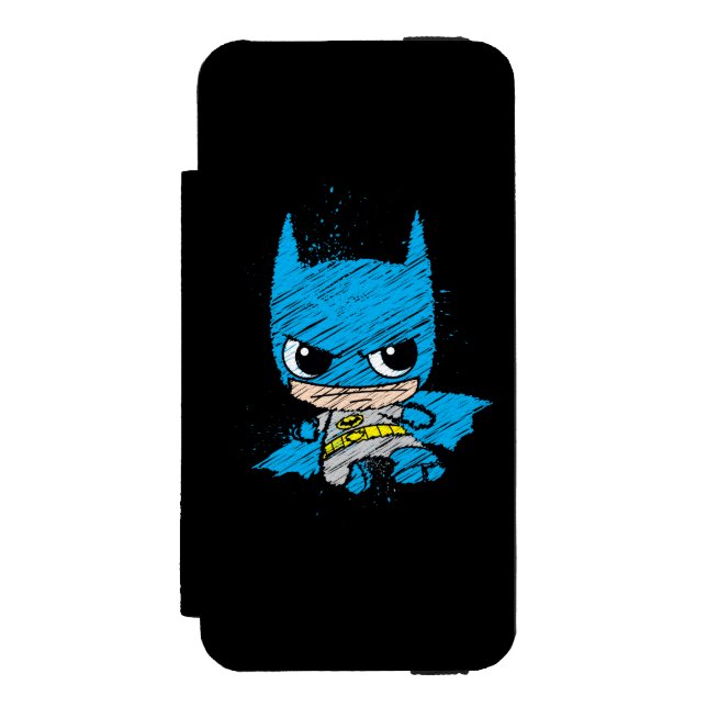 Mini Batman Sketch Incipio iPhone Wallet Skal (Folio Framsidan)