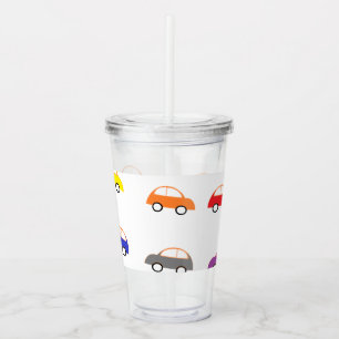 Mini- bilar för multifärgad på vit take away mugg