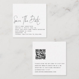 Mini Black White QR Code Bröllop spara datum Anteckningskort