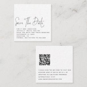 Mini Black White QR Code Bröllop spara datum Anteckningskort