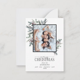 Mini Black Winter Botanical Photo God jul Anteckningskort