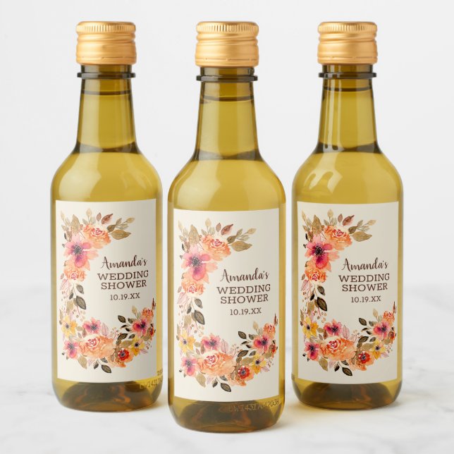 Mini-Blommigt för höstsvag Vinetikett (Flaskor)