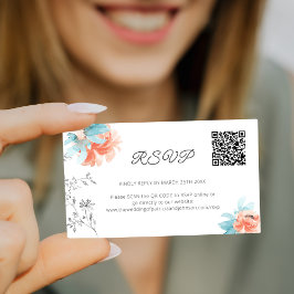 Mini blommigt QR-OSA för modern bröllop online Tilläggskort