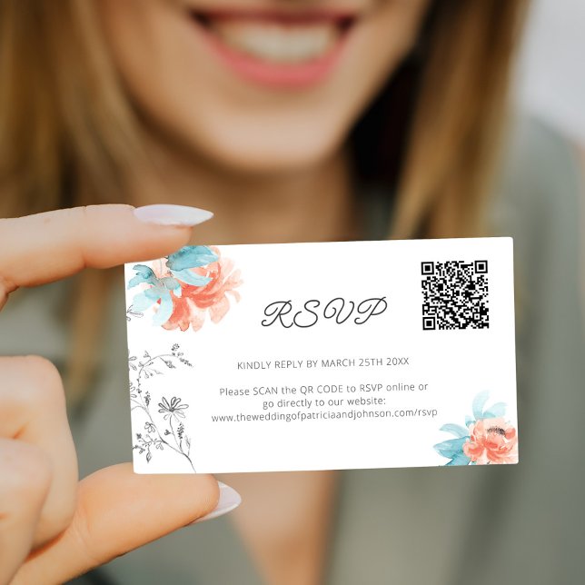Mini blommigt QR-OSA för modern bröllop online Tilläggskort (Skapare uppladdad)