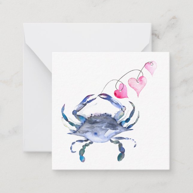 Mini Blue Crabs Valentines day-kort Anteckningskort (Framsida)