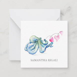 Mini Blue Octopus Valentines day-kort Anteckningskort