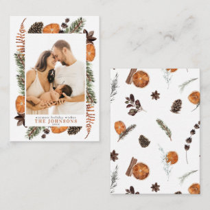 Mini Boho Rustic Orange Photo julskript Anteckningskort
