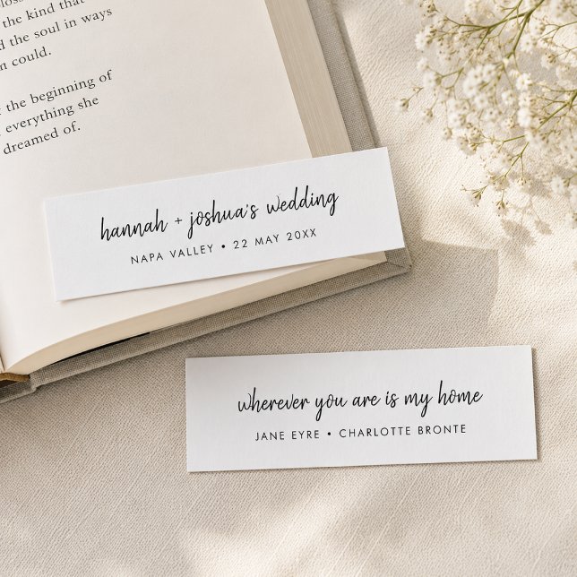 Mini Bokmärke Kort | Bröllop Minnessgåva (Personalized mini bookmark cards for wedding favors, place settings, and keepsakes.)