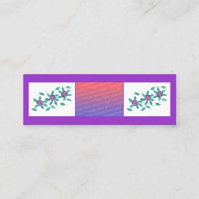 Mini Bookmark-kort Lila blommor ditt foto Visitkort (Framsida)