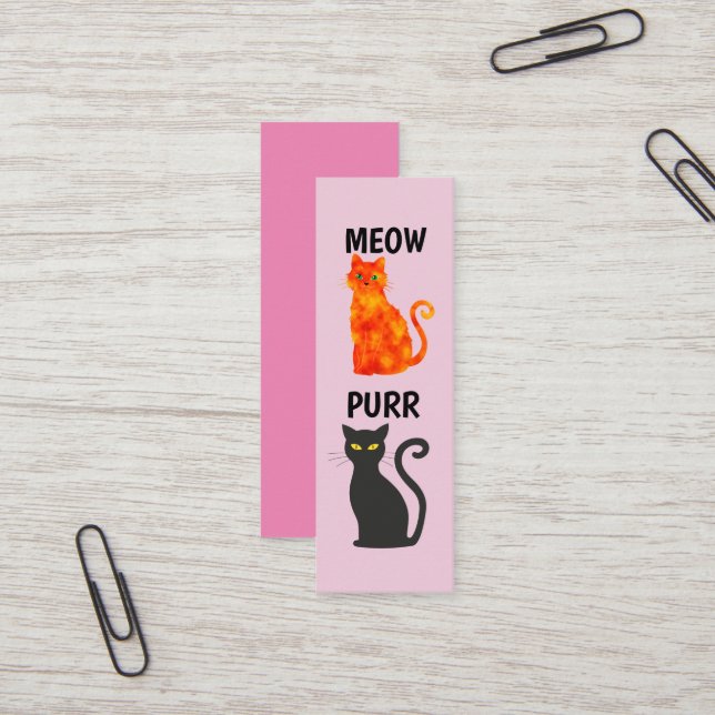 MINI BOOKMARKER BLACK CAT GINGER BOOKMARK MINI VISITKORT (Fram/Back In Situ)