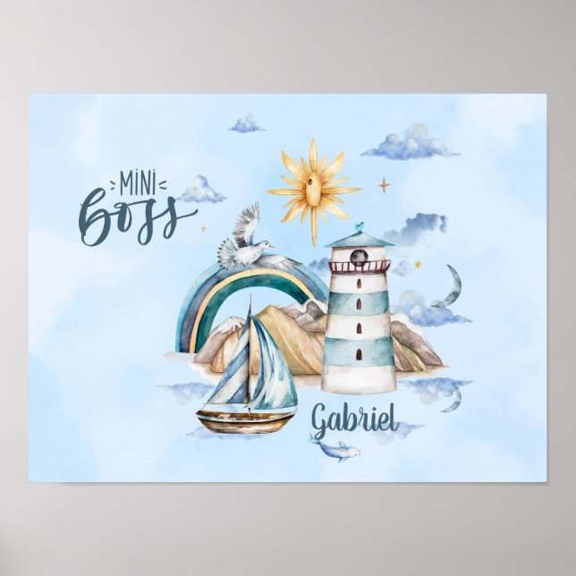 Mini Boss Skepp i Oceanen Anpassningsbar Poster (Framsidan)