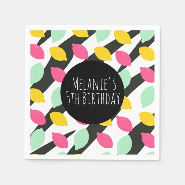 Mini Bright Rosa Lemonade Lime Birthday Pappersservett (Framsidan)