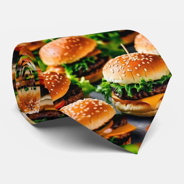 Mini Burger Neck Tie - Food Älskare Tie Slips (Rullad)