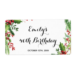 Mini champagne flaska-etikett botaniskt födelsedag fraktsedel