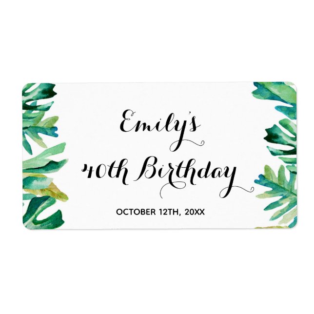 Mini-champagne flaska-etikett botaniskt tropiskt t fraktsedel (Framsidan)