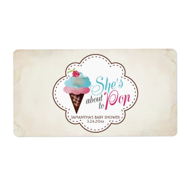 Mini Champagne Label Gender Reveal Fraktsedel (Framsidan)