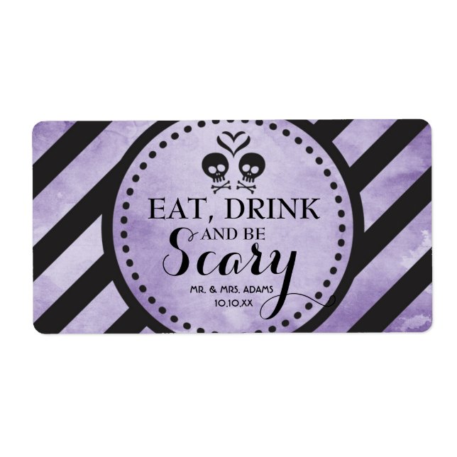 Mini Champagne Label Gothic Wedding Favor - Lila Fraktsedel (Framsidan)