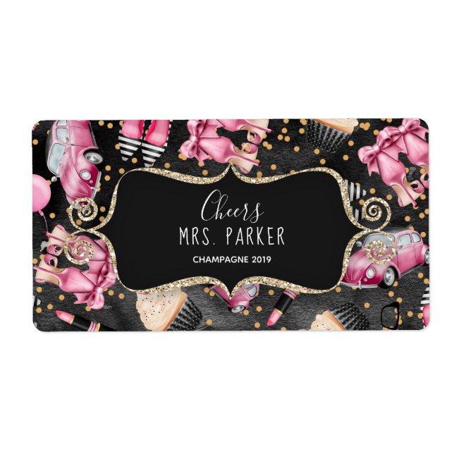 Mini Champagne Label-Möhippan för Retro Fraktsedel (Framsidan)