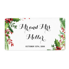 Mini champagne vin flaska etikett botaniskt bröllo fraktsedel