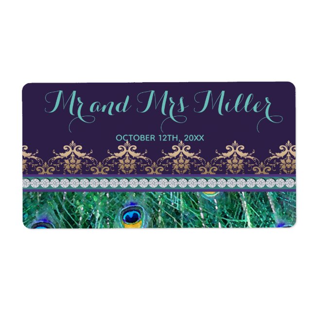 Mini champagne vin flaska-etikett för påk bröllop fraktsedel (Framsidan)