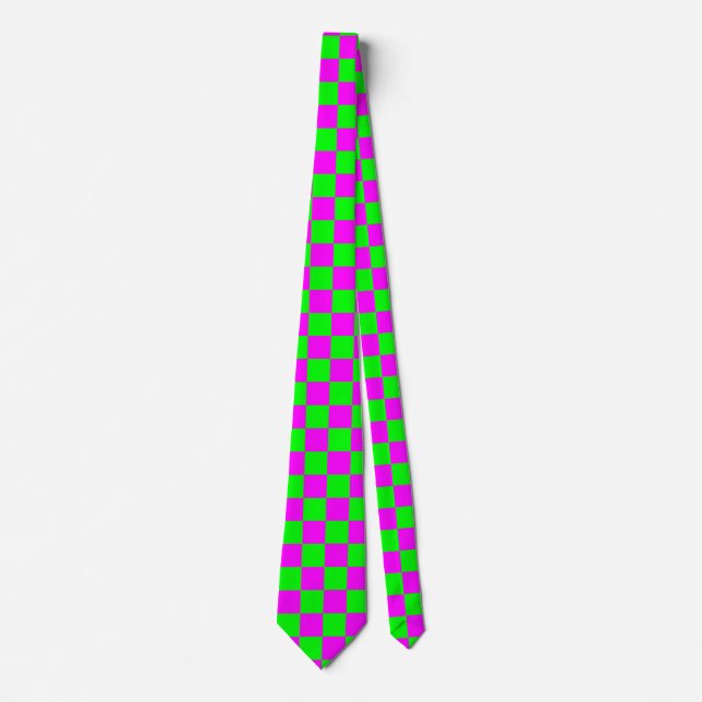 Mini Checkerboard Bright Rosa och Lime Green Slips (Framsida)