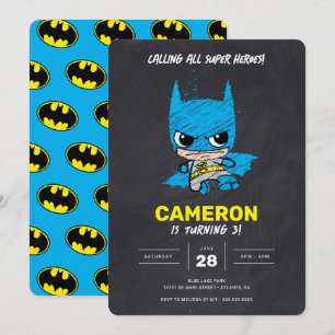 Mini Classic Batman Chalkboard Birthday Inbjudningar